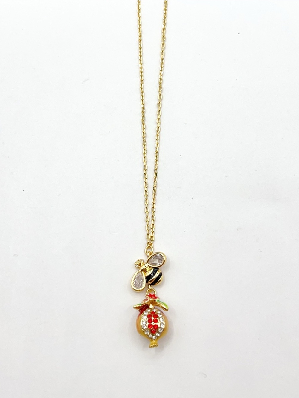 KS894-Kate Spade bee and pomegranate necklace